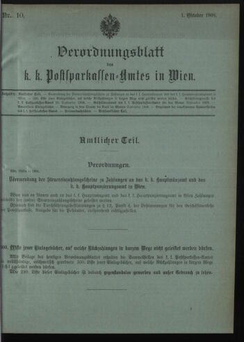 Verordnungsblatt des Postsparkassen-Amtes in Wien 19081001 Seite: 1