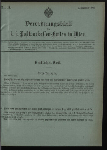 Verordnungsblatt des Postsparkassen-Amtes in Wien