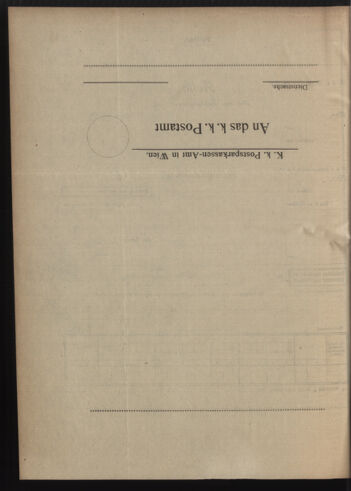 Verordnungsblatt des Postsparkassen-Amtes in Wien 19081201 Seite: 22