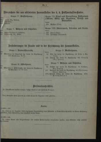 Verordnungsblatt des Postsparkassen-Amtes in Wien 19090102 Seite: 11