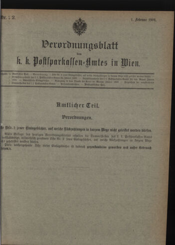 Verordnungsblatt des Postsparkassen-Amtes in Wien 19090201 Seite: 1