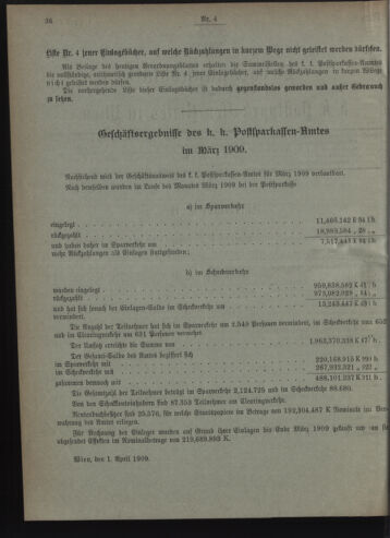 Verordnungsblatt des Postsparkassen-Amtes in Wien 19090401 Seite: 2