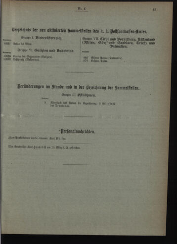 Verordnungsblatt des Postsparkassen-Amtes in Wien 19090401 Seite: 9