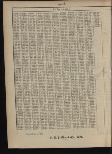 Verordnungsblatt des Postsparkassen-Amtes in Wien 19090501 Seite: 20