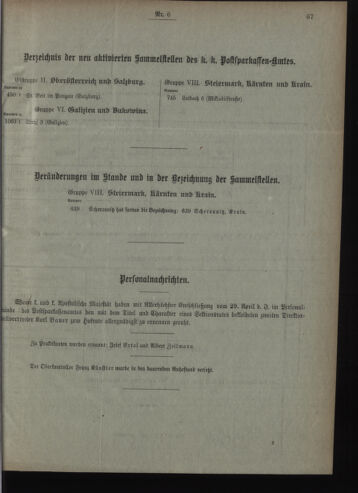 Verordnungsblatt des Postsparkassen-Amtes in Wien 19090601 Seite: 9