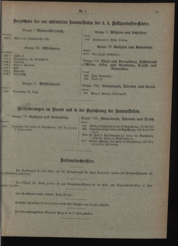 Verordnungsblatt des Postsparkassen-Amtes in Wien 19090701 Seite: 9