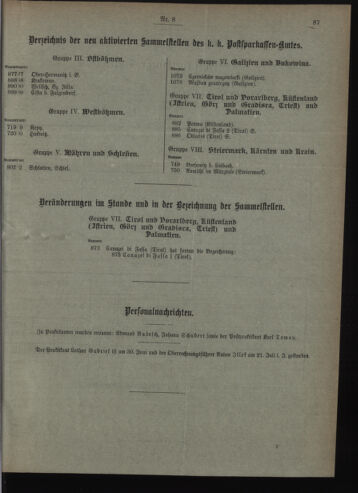 Verordnungsblatt des Postsparkassen-Amtes in Wien 19090802 Seite: 9