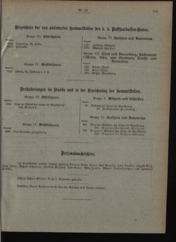 Verordnungsblatt des Postsparkassen-Amtes in Wien 19091001 Seite: 9