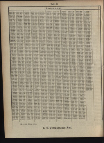 Verordnungsblatt des Postsparkassen-Amtes in Wien 19100201 Seite: 20