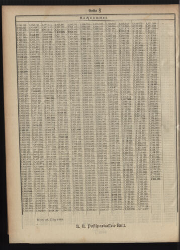 Verordnungsblatt des Postsparkassen-Amtes in Wien 19100401 Seite: 18