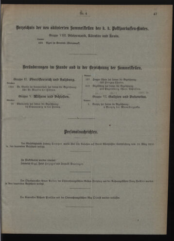 Verordnungsblatt des Postsparkassen-Amtes in Wien 19100401 Seite: 9