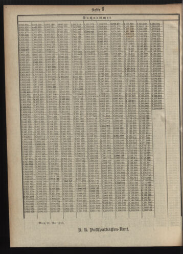 Verordnungsblatt des Postsparkassen-Amtes in Wien 19100601 Seite: 20