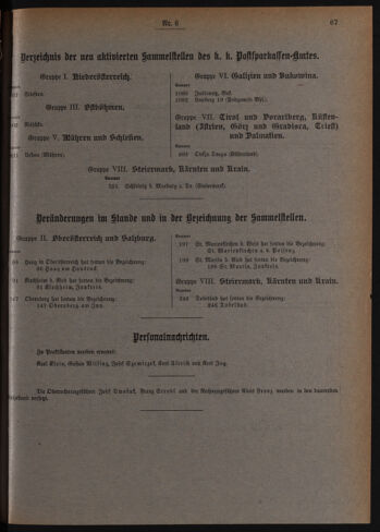 Verordnungsblatt des Postsparkassen-Amtes in Wien 19100601 Seite: 9