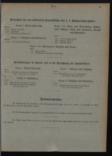 Verordnungsblatt des Postsparkassen-Amtes in Wien 19100801 Seite: 9