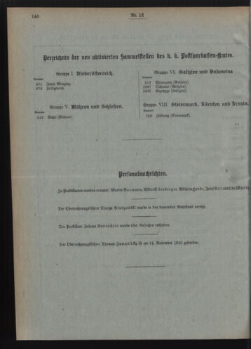 Verordnungsblatt des Postsparkassen-Amtes in Wien 19101201 Seite: 10