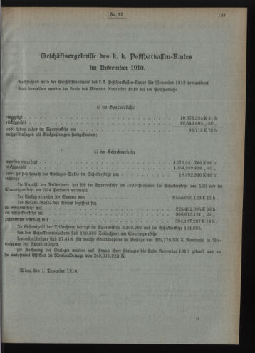 Verordnungsblatt des Postsparkassen-Amtes in Wien 19101201 Seite: 3