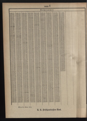 Verordnungsblatt des Postsparkassen-Amtes in Wien 19110201 Seite: 20