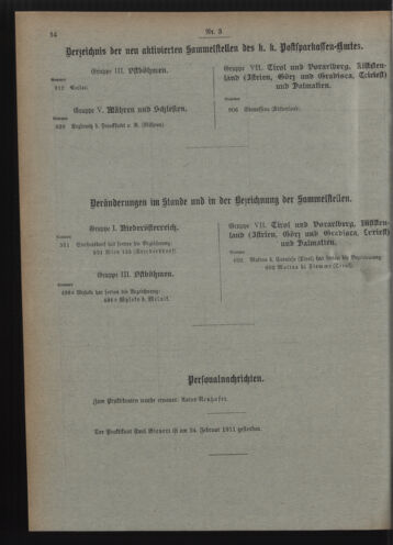 Verordnungsblatt des Postsparkassen-Amtes in Wien 19110301 Seite: 10