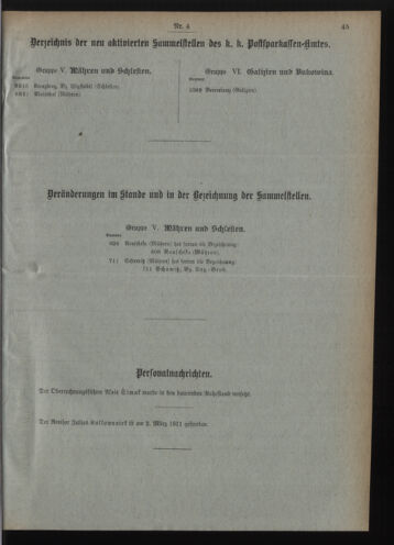 Verordnungsblatt des Postsparkassen-Amtes in Wien 19110401 Seite: 9