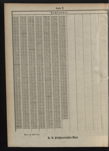 Verordnungsblatt des Postsparkassen-Amtes in Wien 19110501 Seite: 18