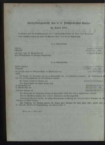 Verordnungsblatt des Postsparkassen-Amtes in Wien 19110501 Seite: 2