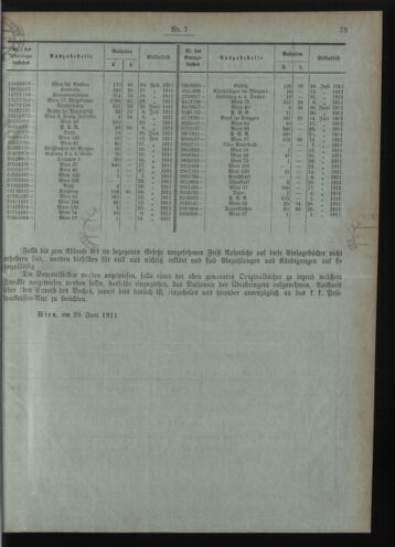 Verordnungsblatt des Postsparkassen-Amtes in Wien 19110701 Seite: 7