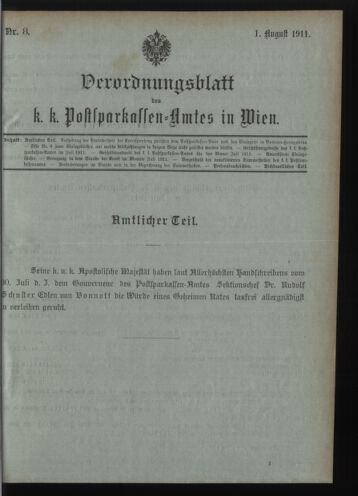 Verordnungsblatt des Postsparkassen-Amtes in Wien