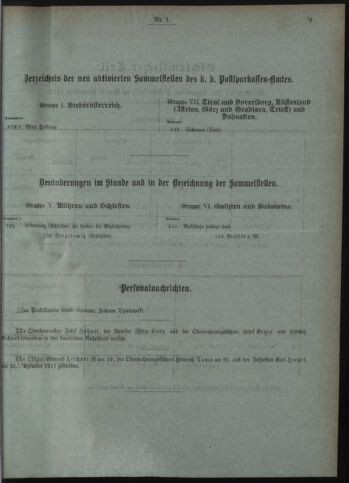 Verordnungsblatt des Postsparkassen-Amtes in Wien 19120102 Seite: 9