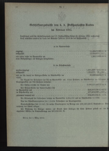 Verordnungsblatt des Postsparkassen-Amtes in Wien 19120301 Seite: 2