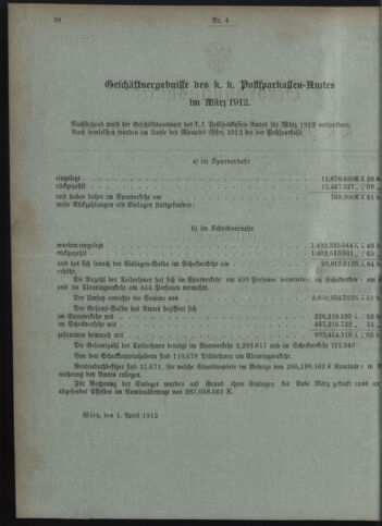 Verordnungsblatt des Postsparkassen-Amtes in Wien 19120401 Seite: 2