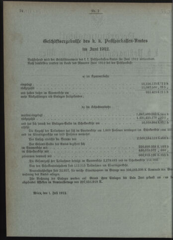 Verordnungsblatt des Postsparkassen-Amtes in Wien 19120701 Seite: 2