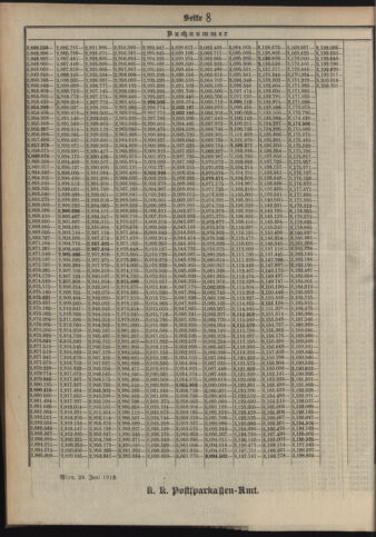 Verordnungsblatt des Postsparkassen-Amtes in Wien 19120701 Seite: 20