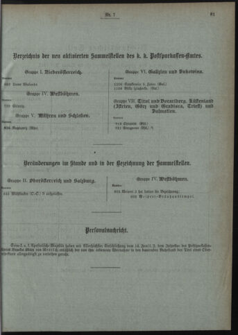 Verordnungsblatt des Postsparkassen-Amtes in Wien 19120701 Seite: 9