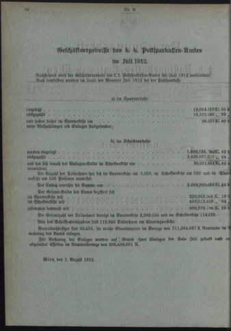 Verordnungsblatt des Postsparkassen-Amtes in Wien 19120801 Seite: 2