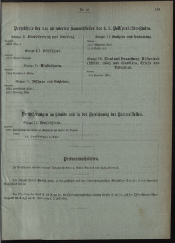 Verordnungsblatt des Postsparkassen-Amtes in Wien 19121001 Seite: 9