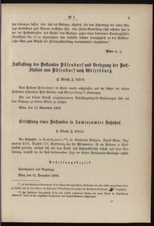 Post- und Telegraphen-Verordnungsblatt für das Verwaltungsgebiet des K.-K. Handelsministeriums 18840110 Seite: 3