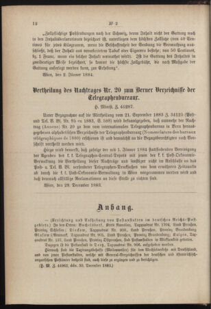 Post- und Telegraphen-Verordnungsblatt für das Verwaltungsgebiet des K.-K. Handelsministeriums 18840114 Seite: 2