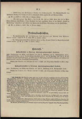 Post- und Telegraphen-Verordnungsblatt für das Verwaltungsgebiet des K.-K. Handelsministeriums 18840114 Seite: 3