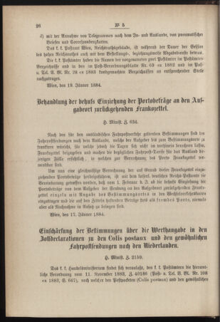 Post- und Telegraphen-Verordnungsblatt für das Verwaltungsgebiet des K.-K. Handelsministeriums 18840201 Seite: 2