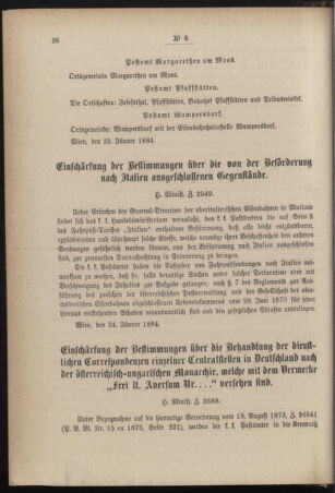 Post- und Telegraphen-Verordnungsblatt für das Verwaltungsgebiet des K.-K. Handelsministeriums 18840210 Seite: 4