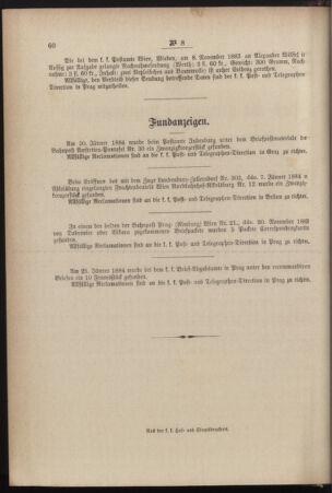 Post- und Telegraphen-Verordnungsblatt für das Verwaltungsgebiet des K.-K. Handelsministeriums 18840214 Seite: 12