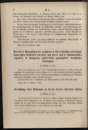 Post- und Telegraphen-Verordnungsblatt für das Verwaltungsgebiet des K.-K. Handelsministeriums 18840222 Seite: 2