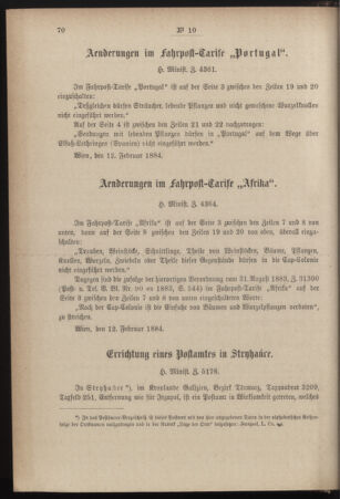 Post- und Telegraphen-Verordnungsblatt für das Verwaltungsgebiet des K.-K. Handelsministeriums 18840226 Seite: 2