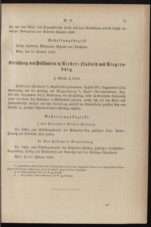 Post- und Telegraphen-Verordnungsblatt für das Verwaltungsgebiet des K.-K. Handelsministeriums 18840226 Seite: 3