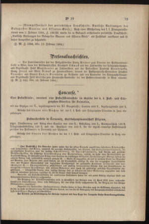 Post- und Telegraphen-Verordnungsblatt für das Verwaltungsgebiet des K.-K. Handelsministeriums 18840226 Seite: 5