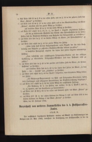 Post- und Telegraphen-Verordnungsblatt für das Verwaltungsgebiet des K.-K. Handelsministeriums 18840306 Seite: 2