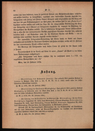 Post- und Telegraphen-Verordnungsblatt für das Verwaltungsgebiet des K.-K. Handelsministeriums 18840306 Seite: 6