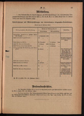 Post- und Telegraphen-Verordnungsblatt für das Verwaltungsgebiet des K.-K. Handelsministeriums 18840306 Seite: 7