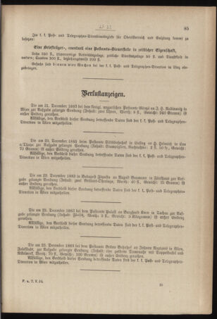 Post- und Telegraphen-Verordnungsblatt für das Verwaltungsgebiet des K.-K. Handelsministeriums 18840306 Seite: 9