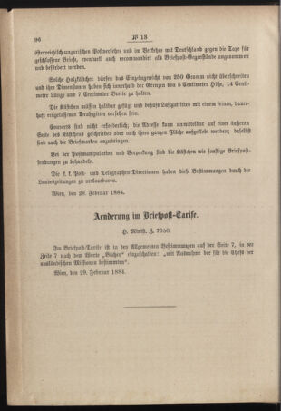 Post- und Telegraphen-Verordnungsblatt für das Verwaltungsgebiet des K.-K. Handelsministeriums 18840310 Seite: 2